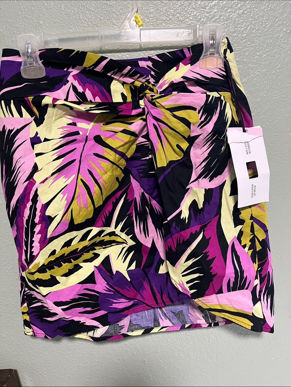 Tropical Twist Swim Sarong in Pink, Yellow & Black